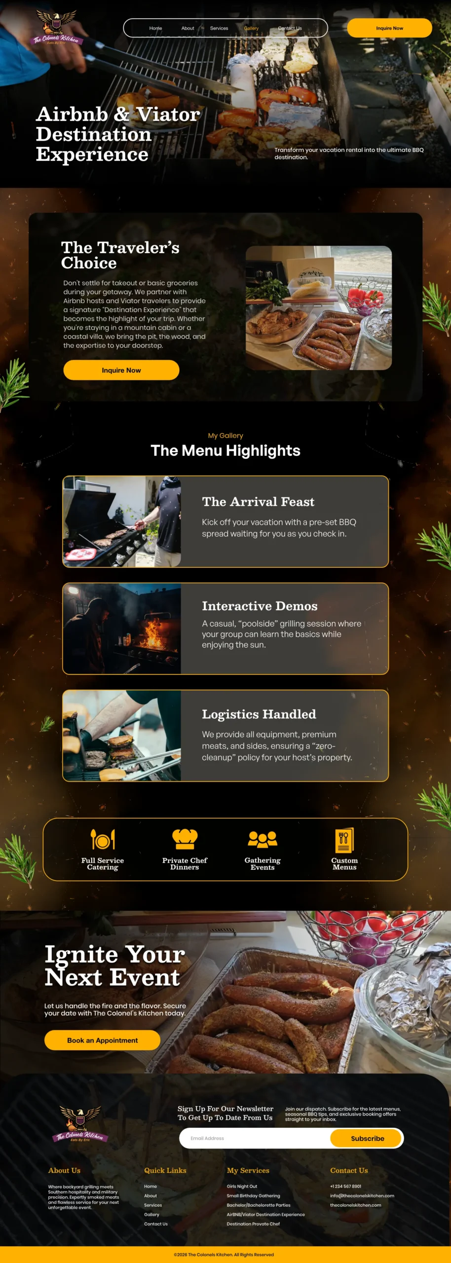 The Colonel’s Kitchen – Services Inner Page - AirBNB Destination Experience