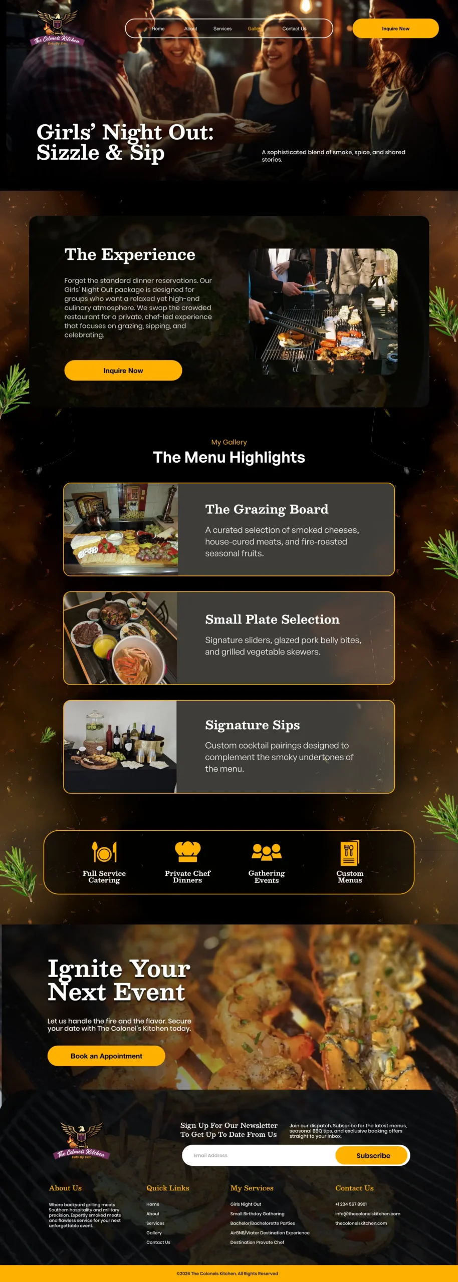 The Colonel’s Kitchen – Services Inner Page - Girls Night Out